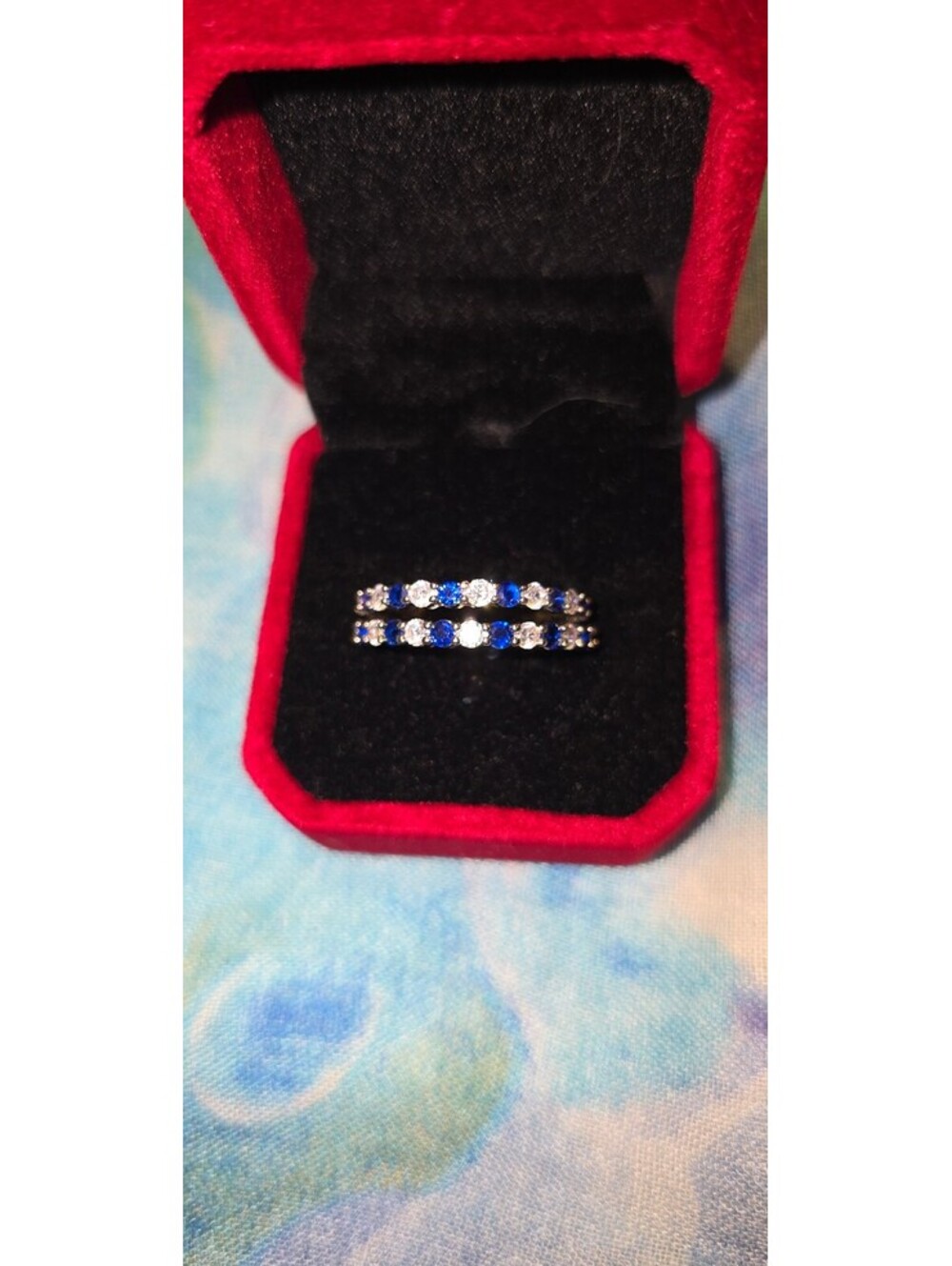 Two sz 9 Sapphire and CZ ring